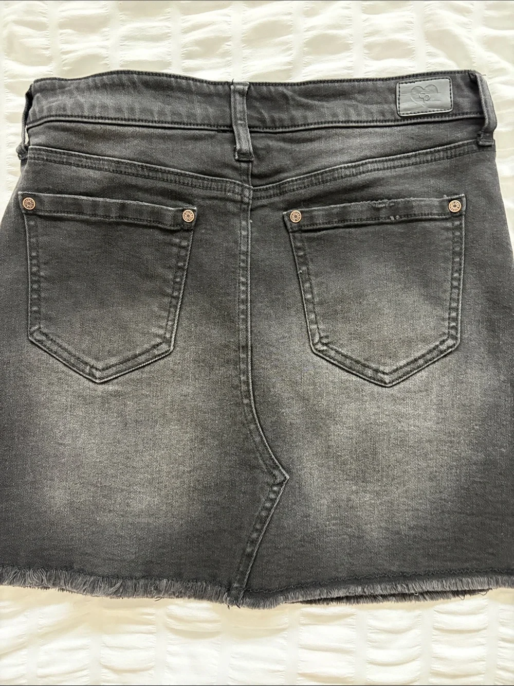 Celebrity Pink Youth Distressed Denim Classic Black Mini Skirt.